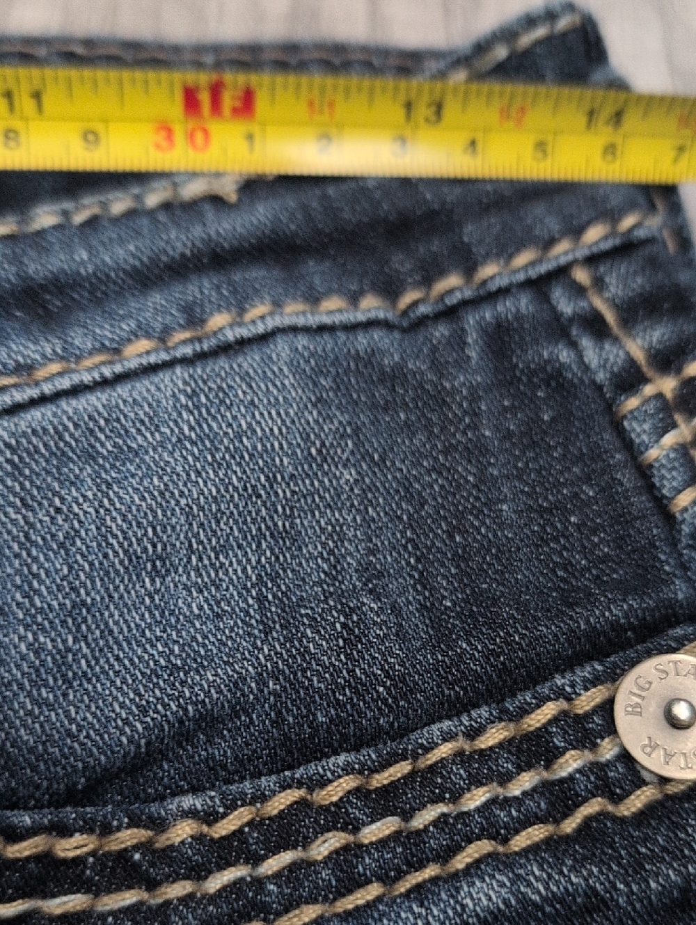 Big Star Liv Mid-Rise Dark Blue Skinny Jeans with Faded Whiskering 25L - Picture 8 of 11
